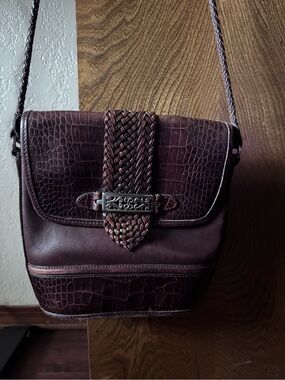 Vintage Brighton Braided Strap Crossbody Bag in Deep Brown